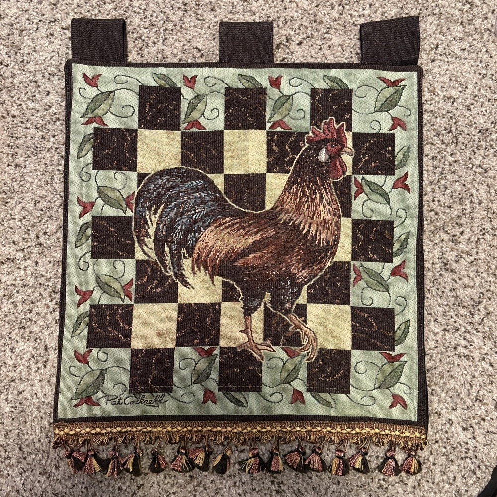 Woven Tapestry Wall Cottage Core Rooster Signature Pat Cockrell Collection